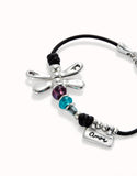 Bracelet with dragonfly and crystals (silver)