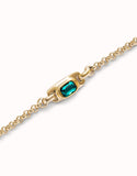 Chain bracelet with green crystal (gold or silver)