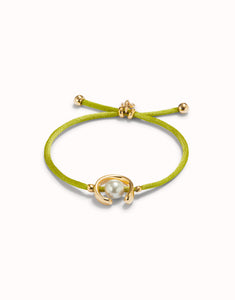 Cord bracelet with pearl, assorted (silver or gold)