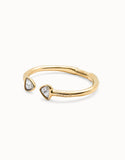 Cuff bracelet with two multicolored crystals, gold