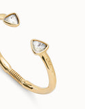 Cuff bracelet with two multicolored crystals, gold