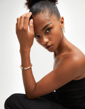 Cuff bracelet with two multicolored crystals, gold