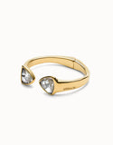 Bangle bracelet with two multicolored crystals, gold