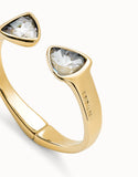 Bangle bracelet with two multicolored crystals, gold