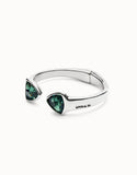Bangle bracelet with two multicolored crystals (silver)