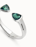 Bangle bracelet with two multicolored crystals (silver)