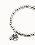 Heart Bracelet with Black Crystal (Silver/Black)