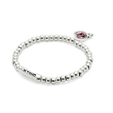 Heart Bracelet with Pink Crystal (Silver/Pink)