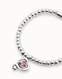 Heart Bracelet with Pink Crystal (Silver/Pink)