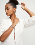 Leather beaded bracelet with red murano glass (silver)