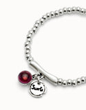 Beaded bracelet with red murano glass (silver)