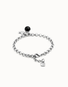 Chain bracelet with heart charm (gold or silver)