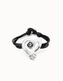 Multi strand leather bracelet with a heart (gold or silver)