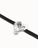 Multi strand leather bracelet with a heart (gold or silver)