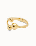 Cuff bracelet with three beads, gold