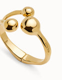 Cuff bracelet with three beads, gold