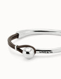 Silver Bracelet with brown leather
