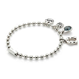 Bracelet with 4 charms (silver, blue)