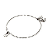 Beaded bracelet with heart and love charm (silver or gold)