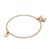 Beaded bracelet with heart and love charm (silver or gold)