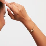 Beaded bracelet with heart and love charm (silver or gold)