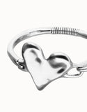 Bangle bracelet with heart detail, silver