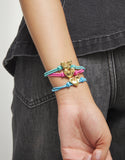 Turquoise elastic thread bracelet with heart charm