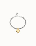 Chain bracelet with small heart detail, silver/gold