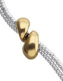 Double-strand bracelet with lobster clasp and two drops (silver/gold)