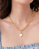 Small Mother of Pearl Heart Jane Necklace, gold