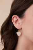 Small Mother of Pearl Heart Earrings, gold