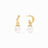 Wave Hoop & Charm Pearl Earrings