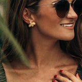 Gold Bee post earrings