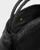 Nova Woven Texture Top Handle Bag, Black