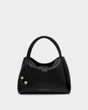 Nova Woven Texture Top Handle Bag, Black