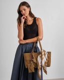 Taya Woven Suedette Tote Bags, Caramel 
Suedette