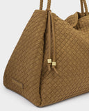Nova Hand Woven Suedette Large Shoulder Bag, Caramel