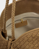 Nova Hand Woven Suedette Large Shoulder Bag, Caramel