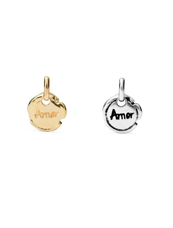Charm with word Amor (Love) (gold or silver)