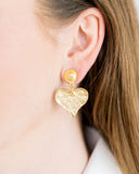 Heart Drop Earrings, gold