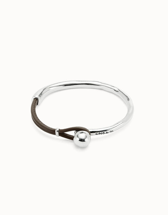 Silver Bracelet with brown leather