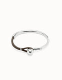 Silver Bracelet with brown leather
