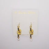 Gold Love Knot with Pearl Earrings (1087wg)