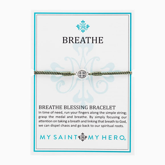 Breathe Blessing Bracelet, Olive Green / Silver