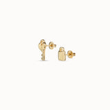 Unlock earrings, gold