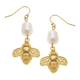 Pearl & Bee Drop Earrings (1201wr)
