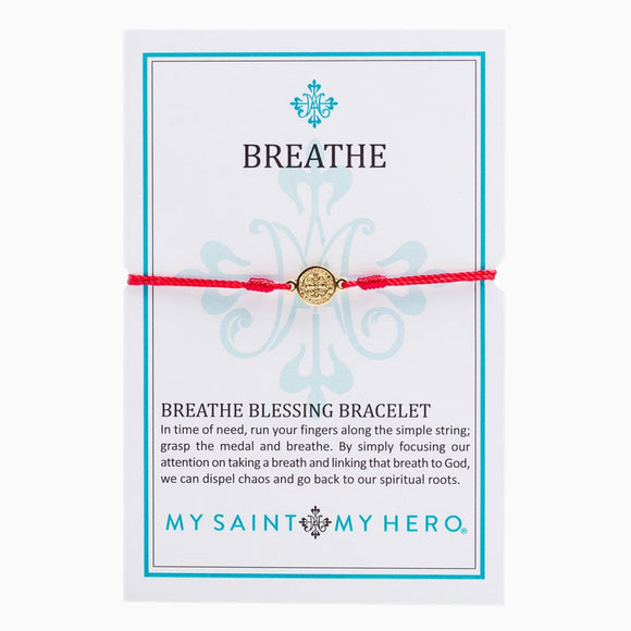 Breathe Blessing Bracelet, Red/Gold)