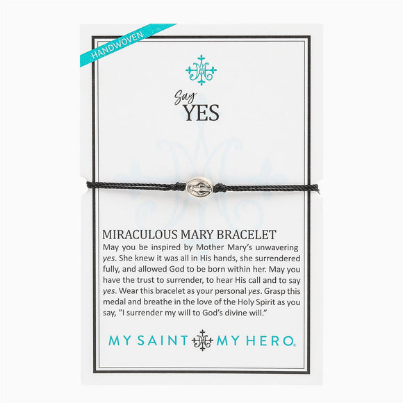 Say Yes Miraculous Mary Bracelet, Black / Silver