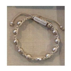 Benedictine Pearl Bracelet, tan/silver