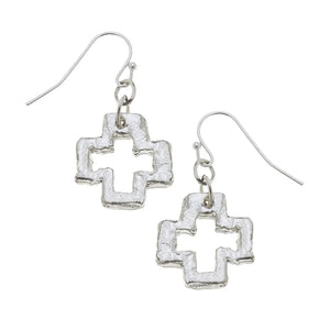 Silver Open Cross Earrings